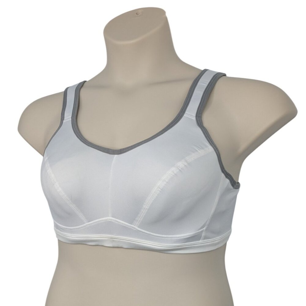 Livi Active Sports Bra 38C Full Coverage Underwire Sports White Gray - Picture 4 of 9